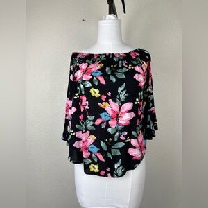 Solitaire Womens Blouse Size S Floral Off Shoulder Bohemian Hippy Vacati…